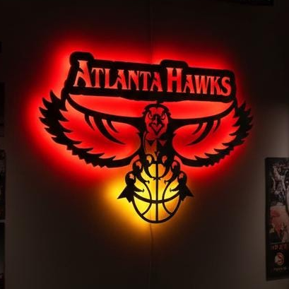 Atlanta Hawks Wall Art - Team Logo Game Room Decor NBA Basketball Fan Gift