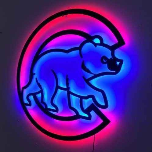 Chicago Cubs Wall Art - Team Logo Baseball Decor for Game Room & Man Cave