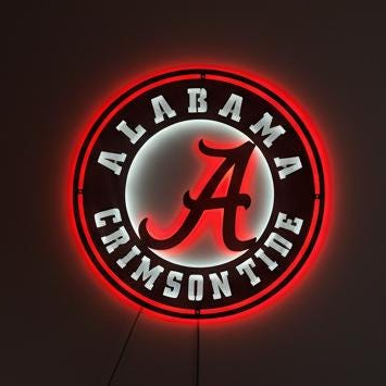 Alabama Crimson Tide Wall Art - College Football Logo Game Room Decor