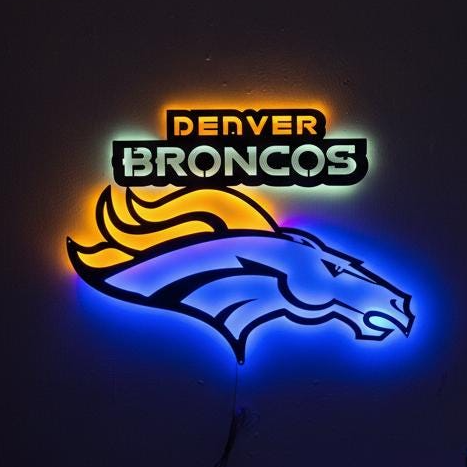 Denver Broncos Wall Art - Football Team Logo Light Up Sign Game Room Decor