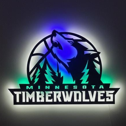 NBA Wall Art - Minnesota Timberwolves Logo Decor for Game Room