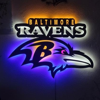 Baltimore Ravens Wall Art - NFL Football Logo Man Cave & Game Room Decor