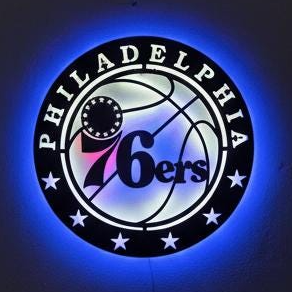 Philadelphia 76ers Wall Art - Team Logo Light Up Sign Game Room Decor
