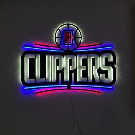Clippers Wall Art - Los Angeles Basketball Team Logo Game Room Decor