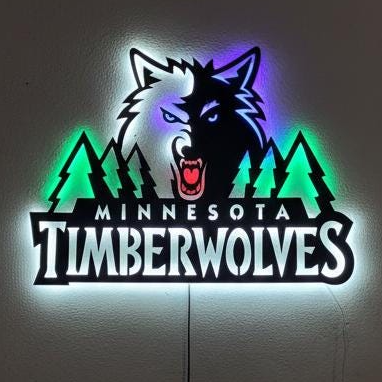 Minnesota Timberwolves Wall Art - NBA Team Logo Game Room Decor Gift