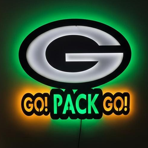 Green Bay Packers Wall Art - Team Logo Man Cave Decor NFL Fan Gift