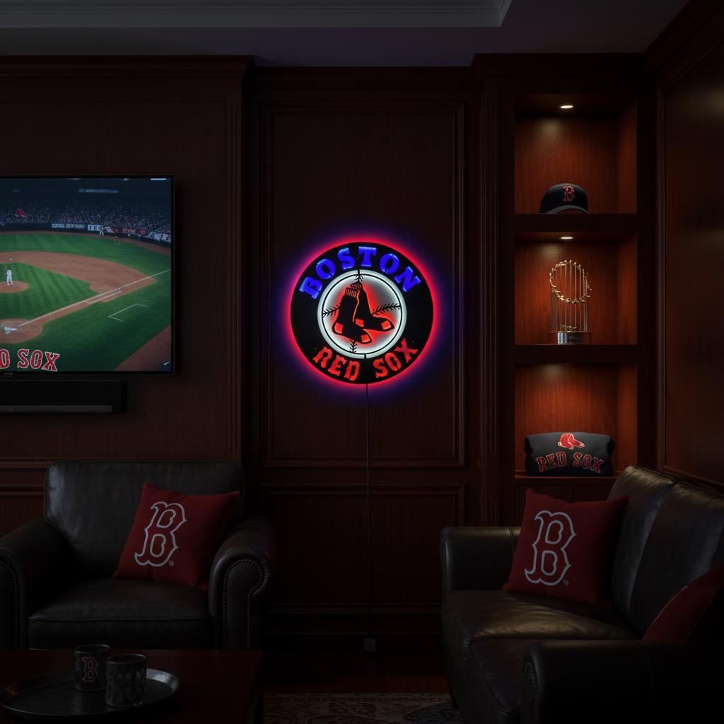 Boston Red Sox Wall Art - Official MLB Team Logo Game Room Decor Gift