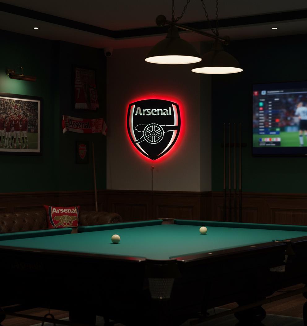 Arsenal LED Wall Art - Premier League Football Team Logo Sign - Game Room Decor