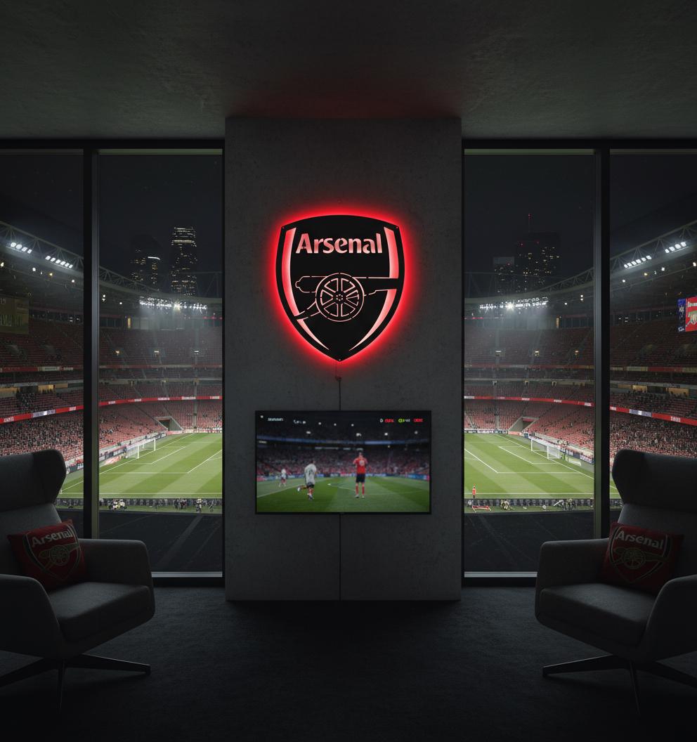 Arsenal LED Wall Art - Premier League Football Team Logo Sign - Game Room Decor