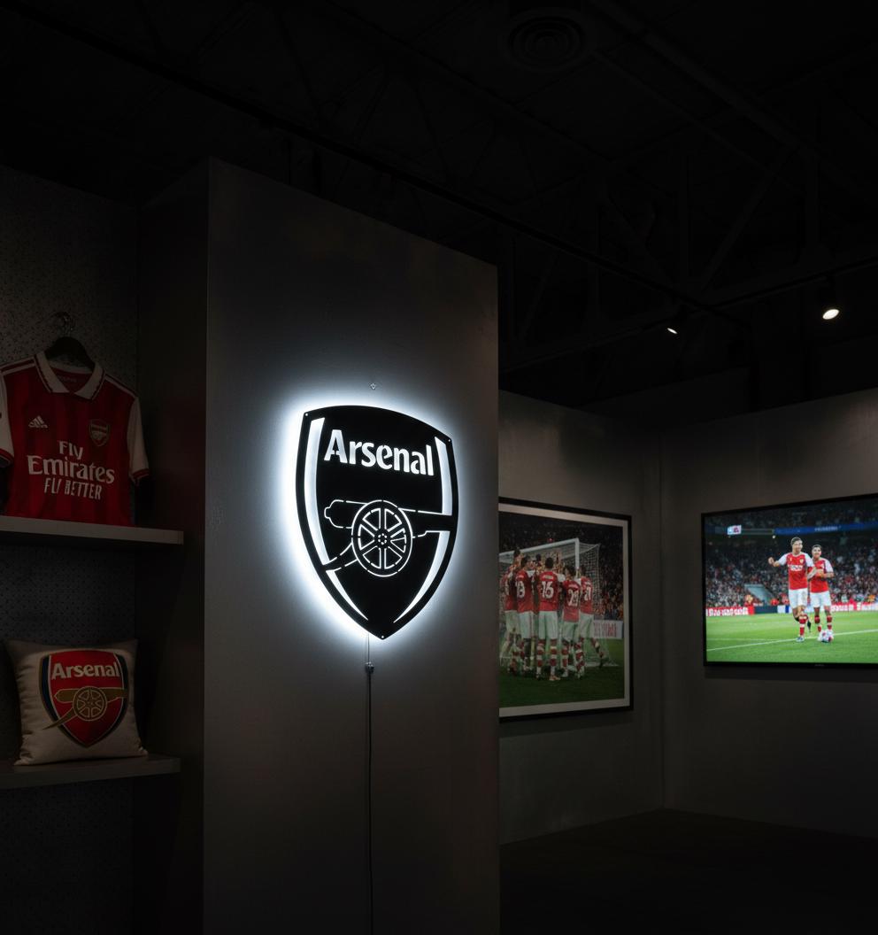 Arsenal LED Wall Art - Premier League Football Team Logo Sign - Game Room Decor