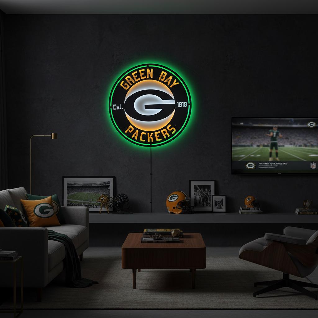 Green Bay Packers Wall Art - Classic Team Logo Game Room Decor Gift