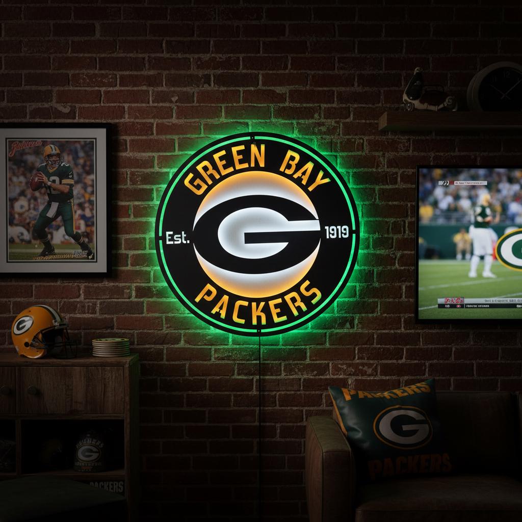 Green Bay Packers Wall Art - Classic Team Logo Game Room Decor Gift