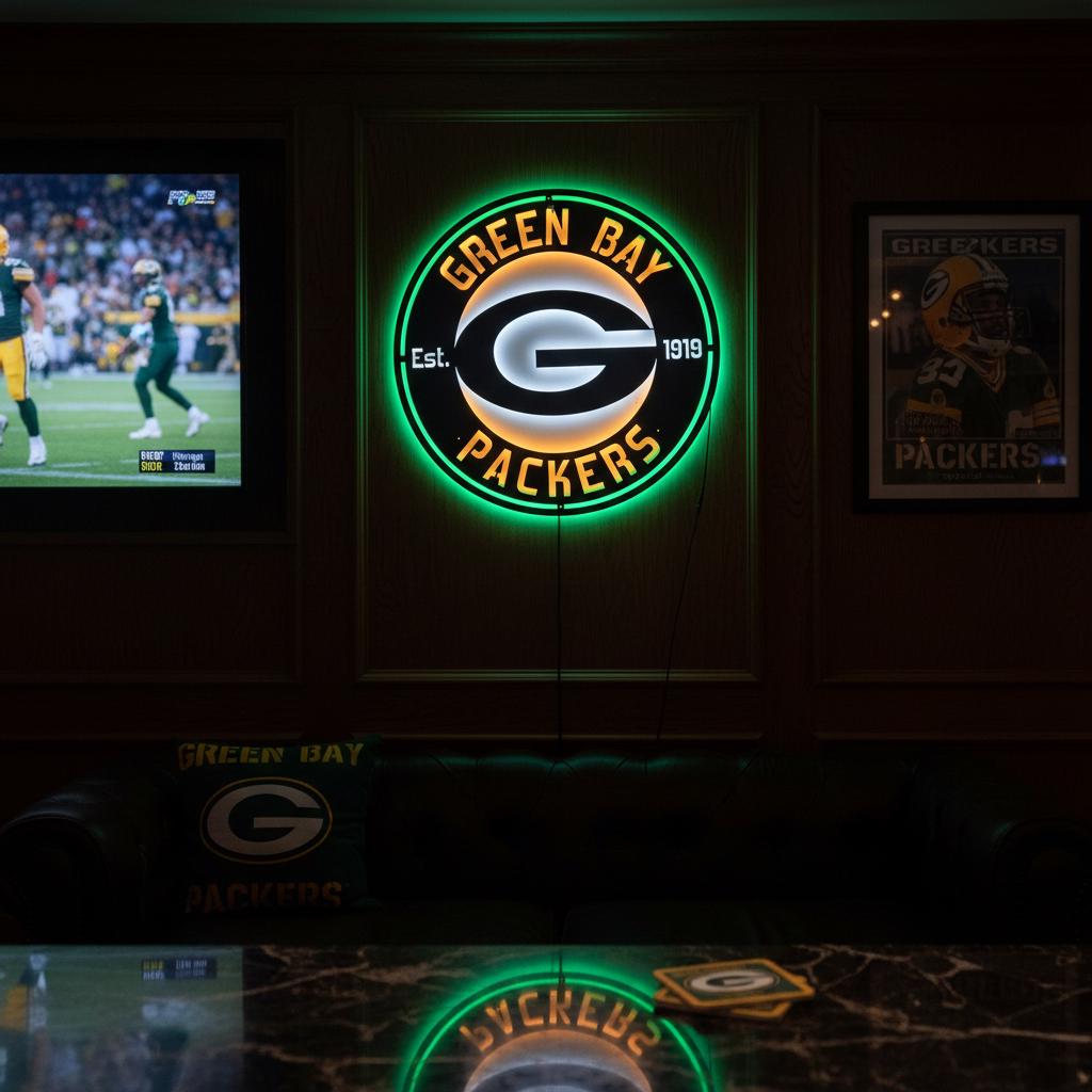Green Bay Packers Wall Art - Classic Team Logo Game Room Decor Gift