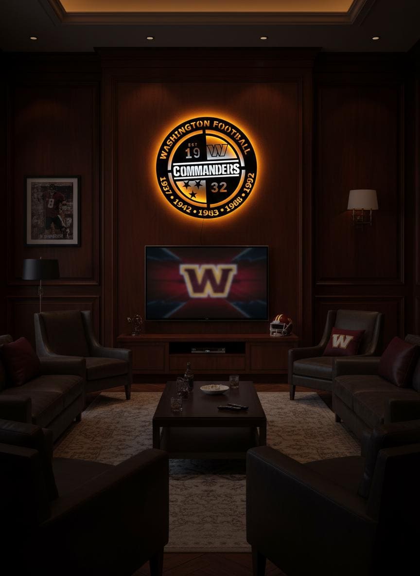 Washington Commanders Wall Art - NFL Team Logo Game Room Decor & Fan Gift