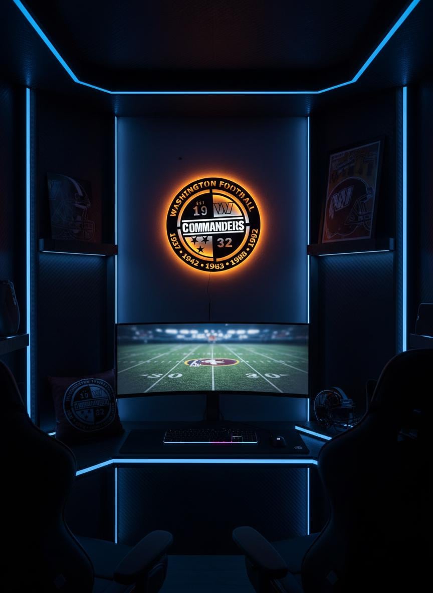 Washington Commanders Wall Art - NFL Team Logo Game Room Decor & Fan Gift
