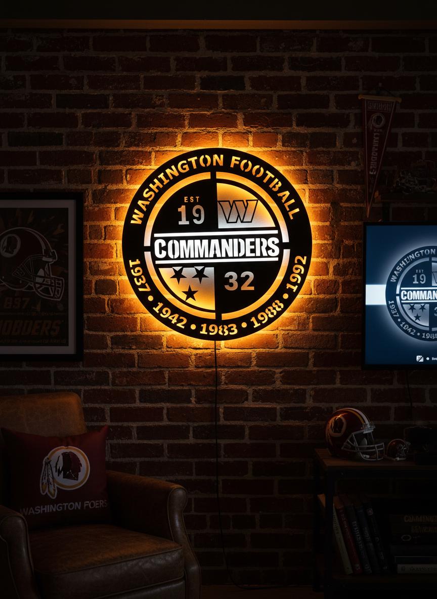 Washington Commanders Wall Art - NFL Team Logo Game Room Decor & Fan Gift