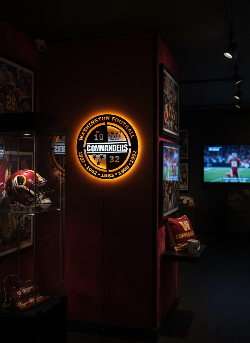 Washington Commanders Wall Art - NFL Team Logo Game Room Decor & Fan Gift