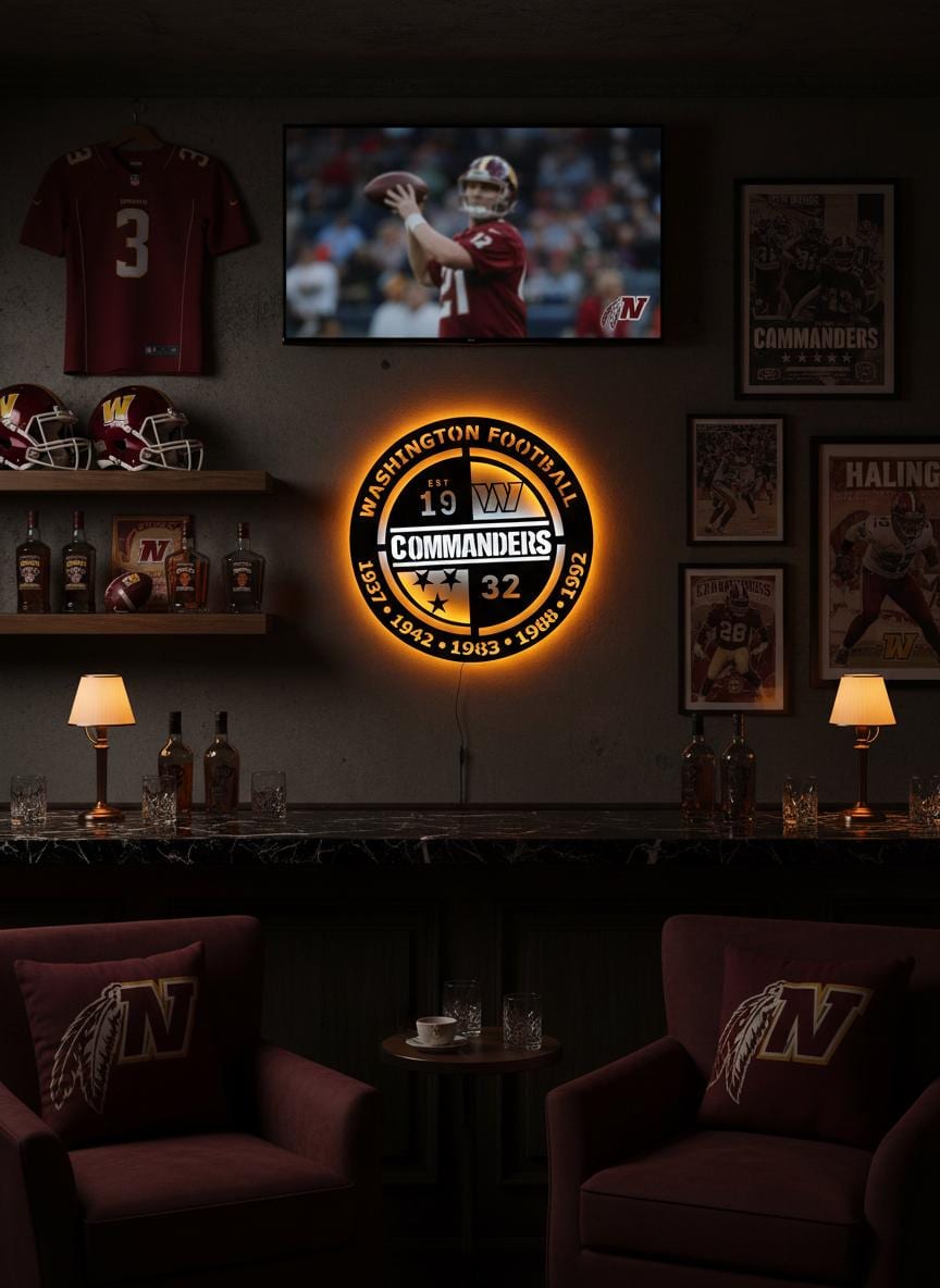 Washington Commanders Wall Art - NFL Team Logo Game Room Decor & Fan Gift
