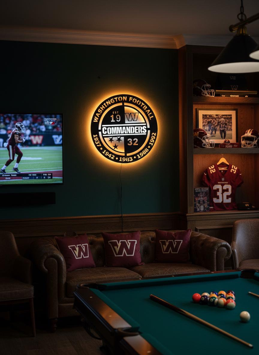 Washington Commanders Wall Art - NFL Team Logo Game Room Decor & Fan Gift