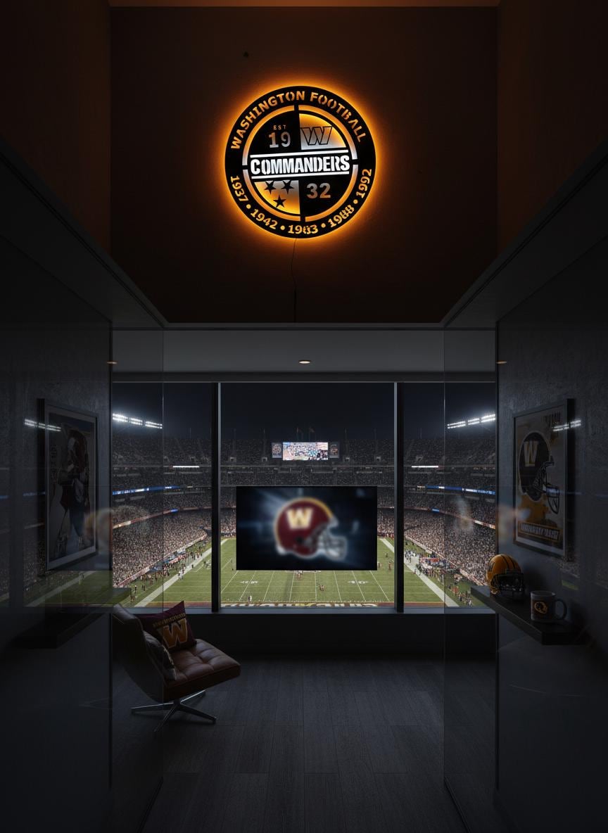 Washington Commanders Wall Art - NFL Team Logo Game Room Decor & Fan Gift
