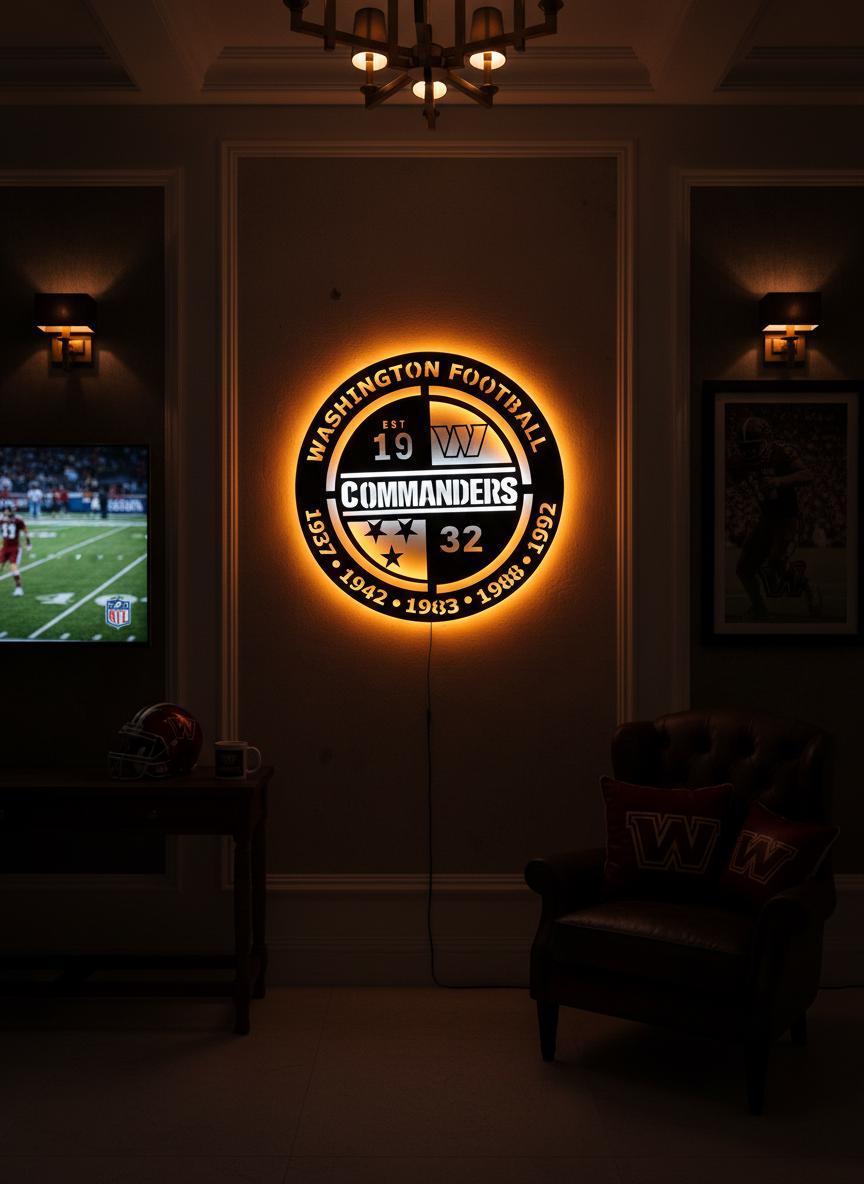 Washington Commanders Wall Art - NFL Team Logo Game Room Decor & Fan Gift