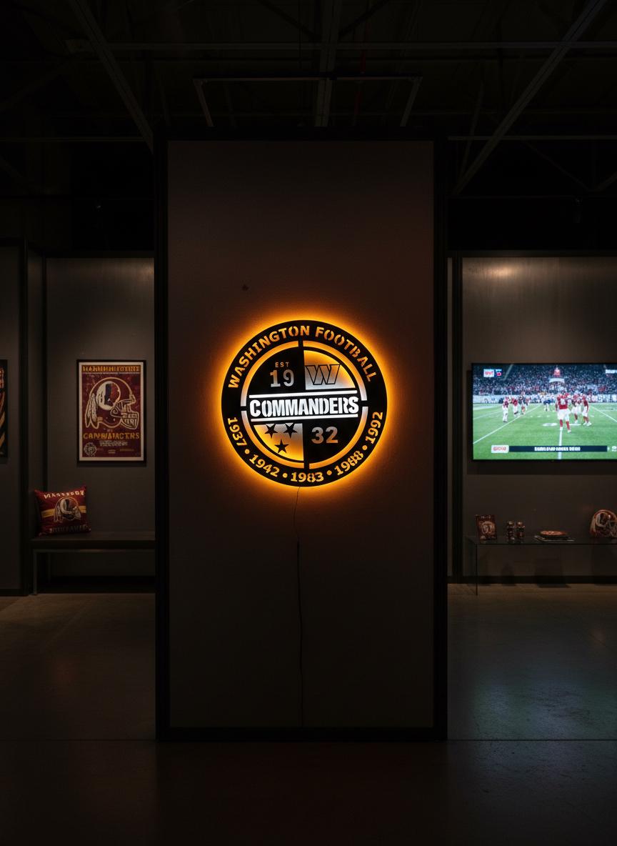 Washington Commanders Wall Art - NFL Team Logo Game Room Decor & Fan Gift