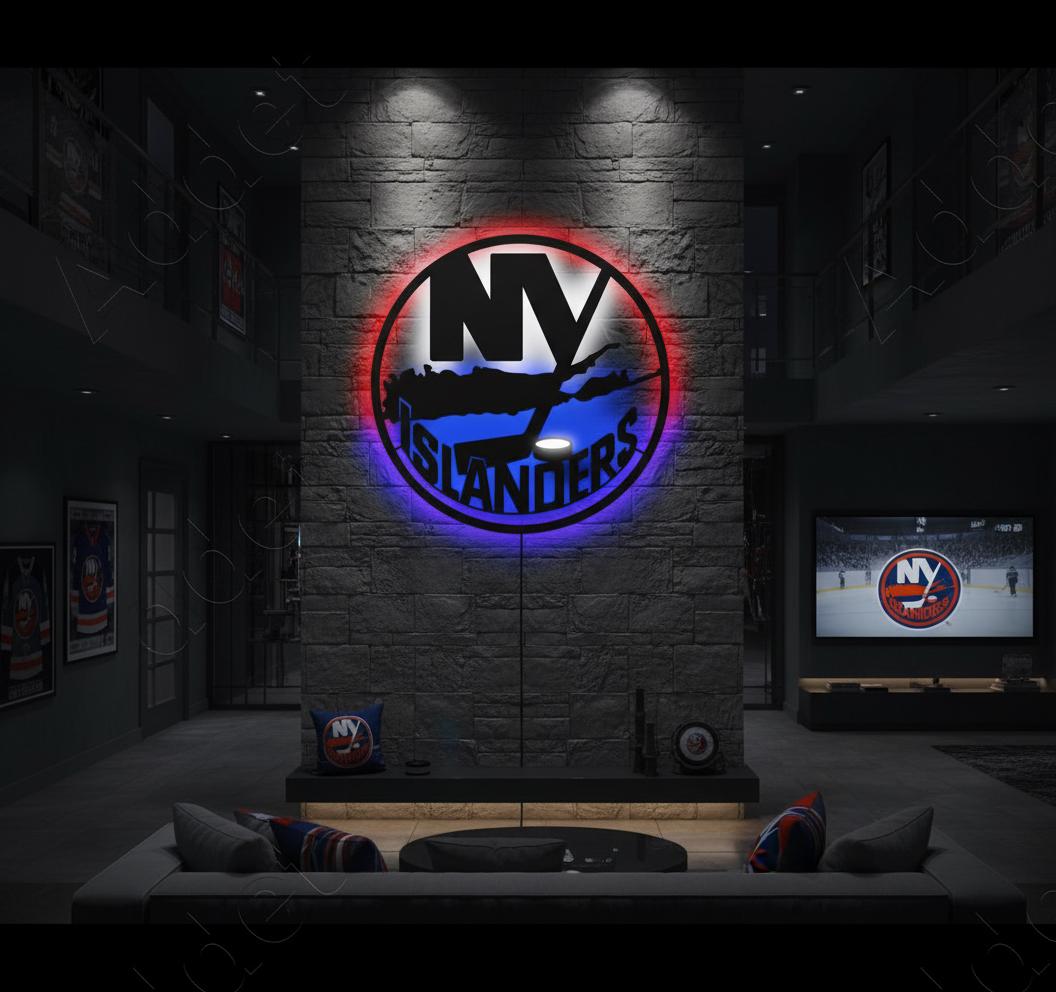 New York Islanders Wall Art - Team Logo Hockey Decor - NHL Game Room Gift