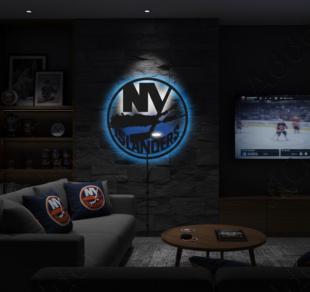 New York Islanders Wall Art - Team Logo Hockey Decor - NHL Game Room Gift