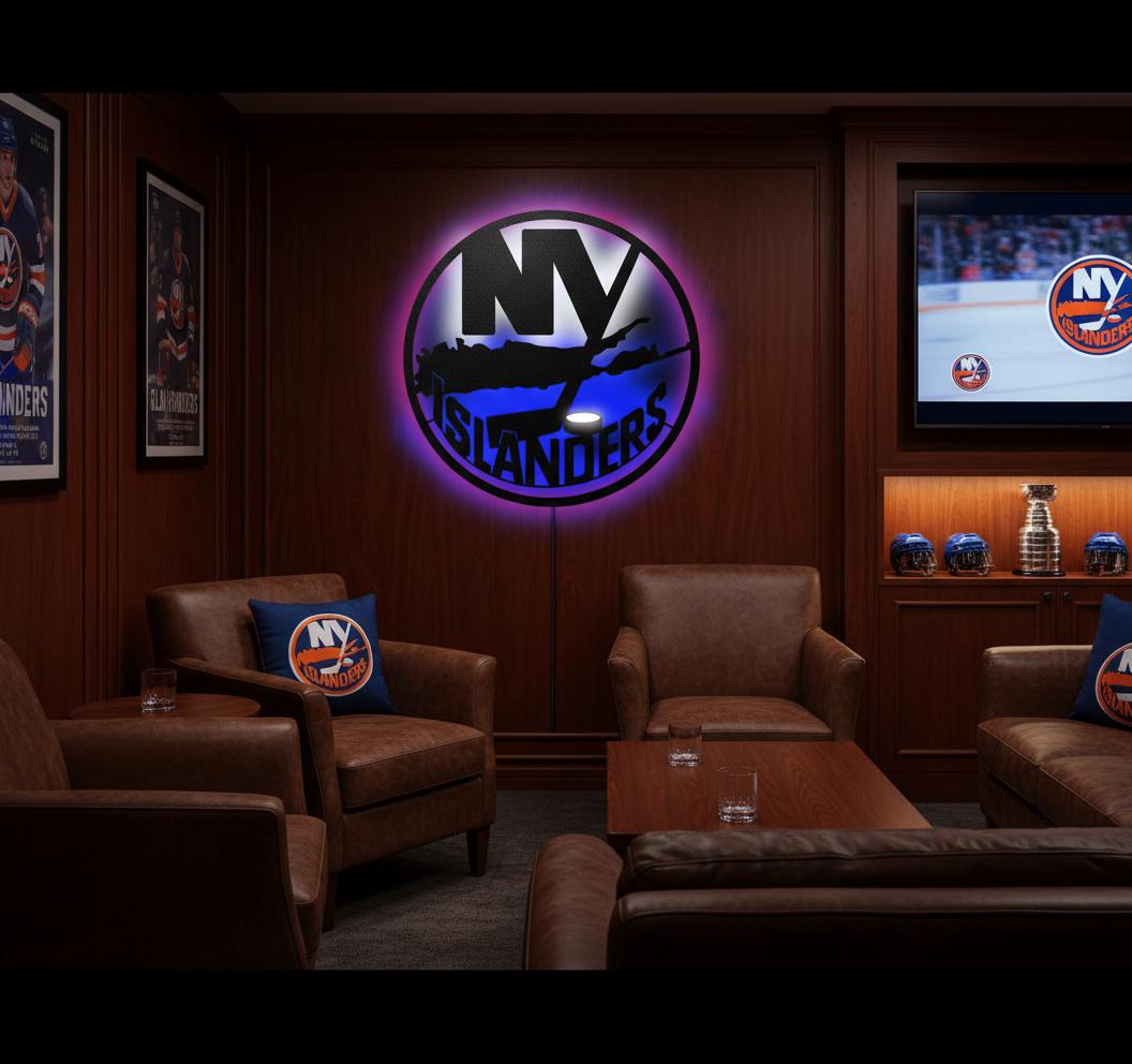 New York Islanders Wall Art - Team Logo Hockey Decor - NHL Game Room Gift