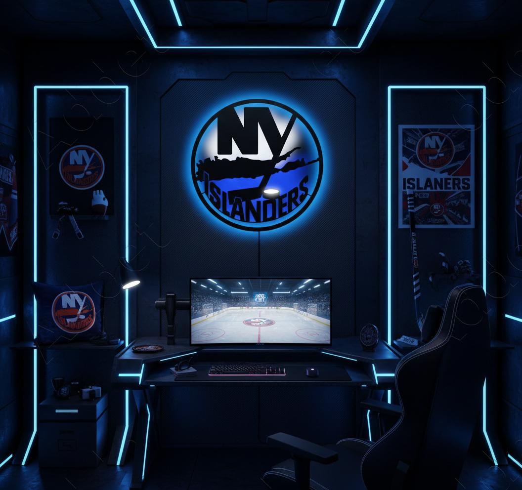 New York Islanders Wall Art - Team Logo Hockey Decor - NHL Game Room Gift