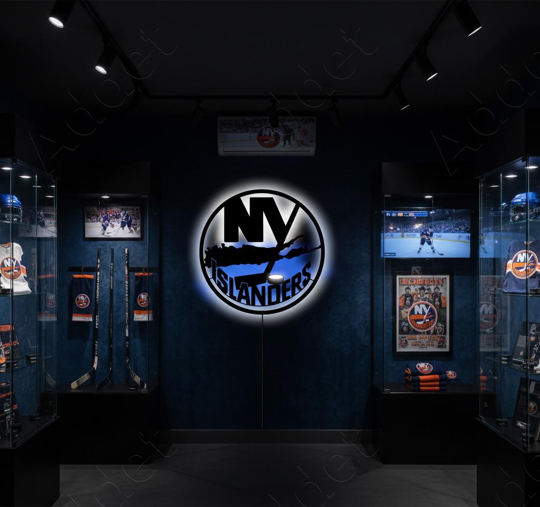 New York Islanders Wall Art - Team Logo Hockey Decor - NHL Game Room Gift
