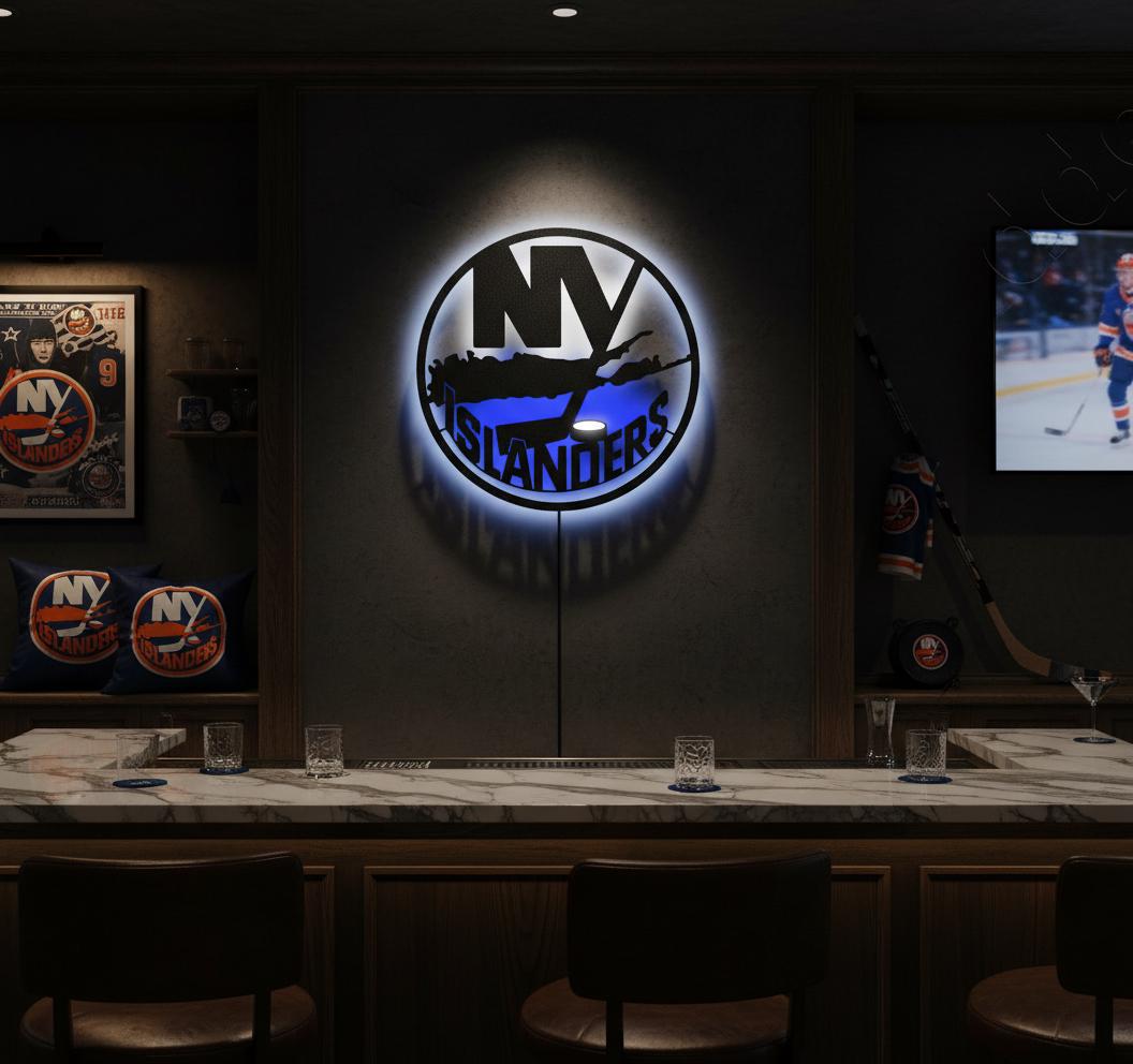 New York Islanders Wall Art - Team Logo Hockey Decor - NHL Game Room Gift