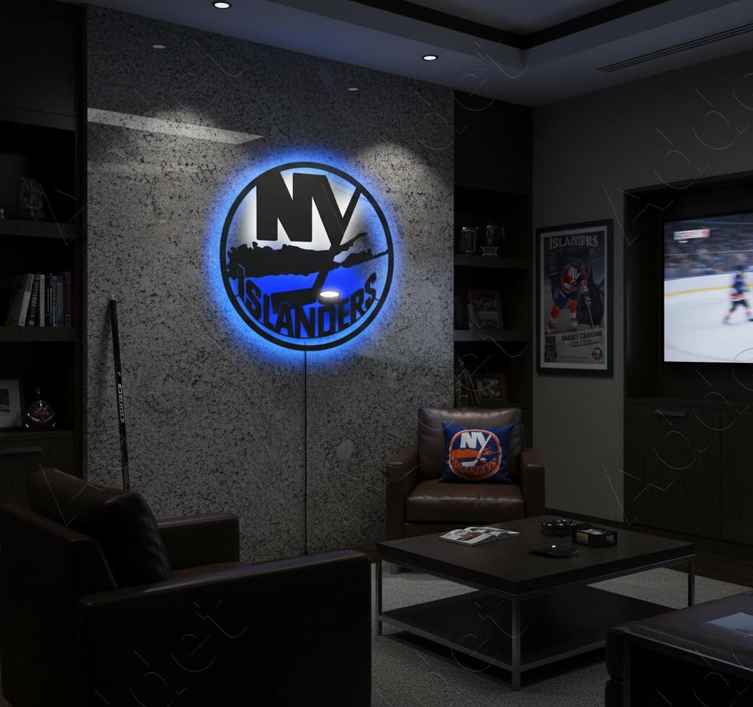 New York Islanders Wall Art - Team Logo Hockey Decor - NHL Game Room Gift