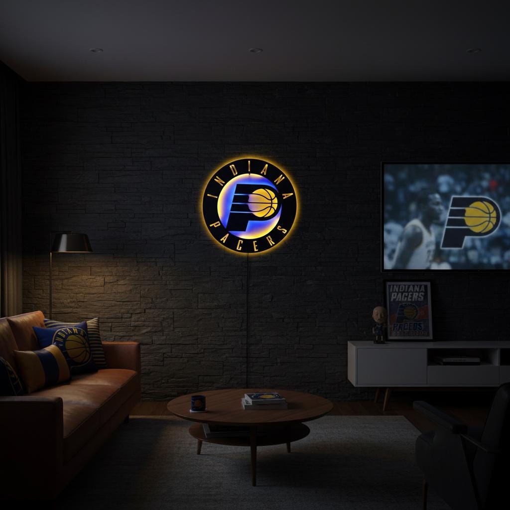 Indiana Pacers Wall Art - NBA Team Logo Basketball Game Room Decor