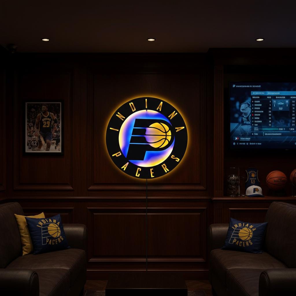 Indiana Pacers Wall Art - NBA Team Logo Basketball Game Room Decor