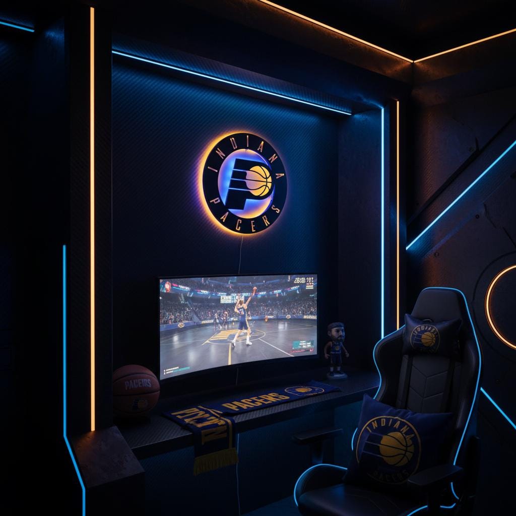 Indiana Pacers Wall Art - NBA Team Logo Basketball Game Room Decor