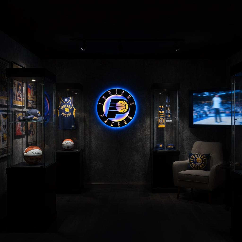 Indiana Pacers Wall Art - NBA Team Logo Basketball Game Room Decor