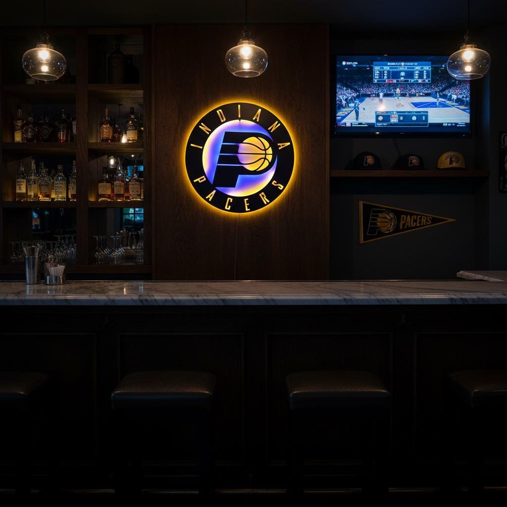 Indiana Pacers Wall Art - NBA Team Logo Basketball Game Room Decor