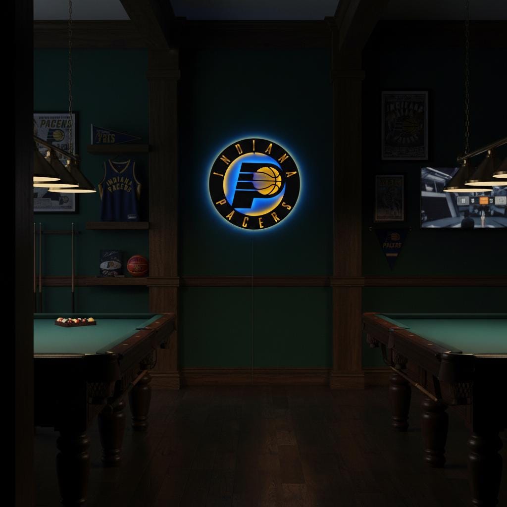 Indiana Pacers Wall Art - NBA Team Logo Basketball Game Room Decor