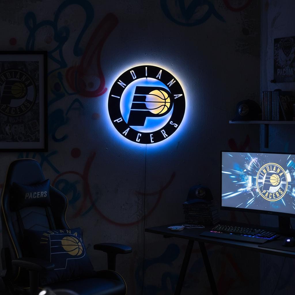 Indiana Pacers Wall Art - NBA Team Logo Basketball Game Room Decor