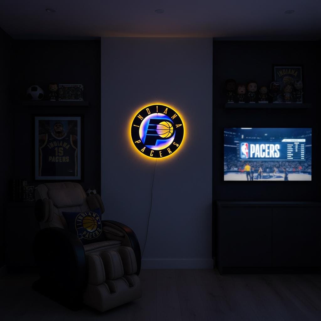 Indiana Pacers Wall Art - NBA Team Logo Basketball Game Room Decor