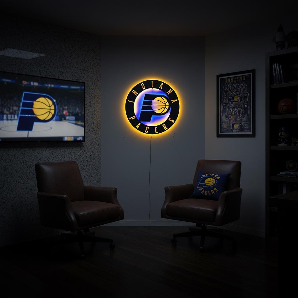 Indiana Pacers Wall Art - NBA Team Logo Basketball Game Room Decor