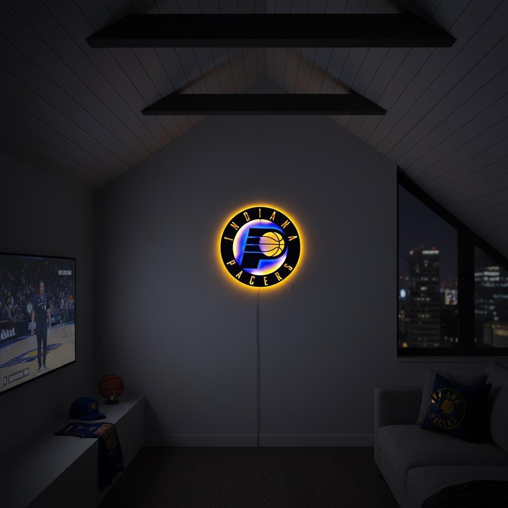 Indiana Pacers Wall Art - NBA Team Logo Basketball Game Room Decor