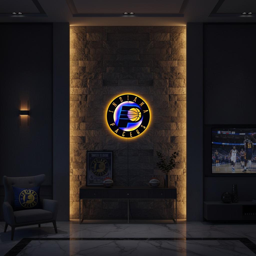 Indiana Pacers Wall Art - NBA Team Logo Basketball Game Room Decor