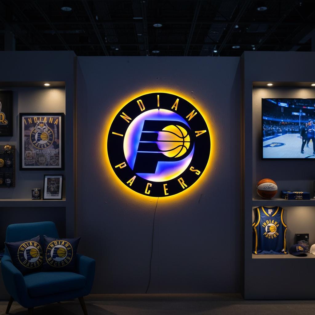 Indiana Pacers Wall Art - NBA Team Logo Basketball Game Room Decor