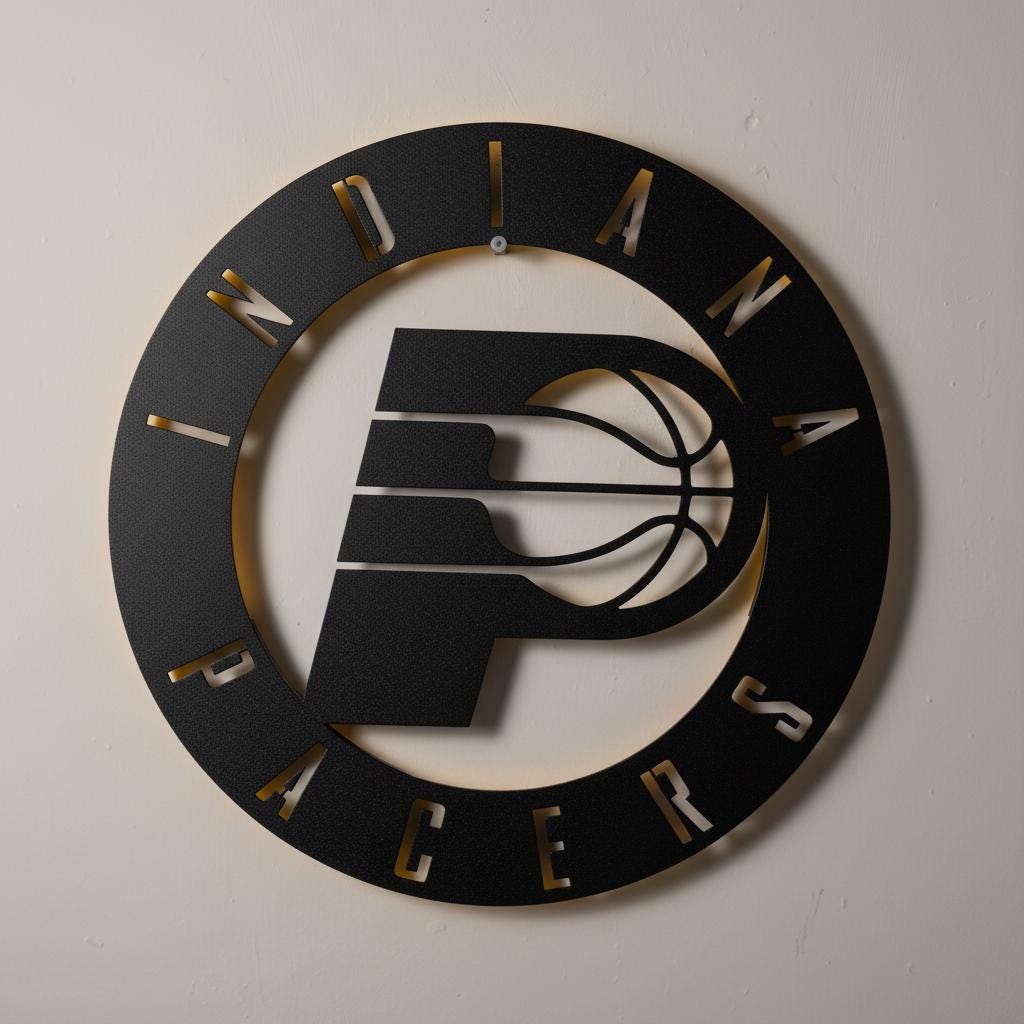 Indiana Pacers Wall Art - NBA Team Logo Basketball Game Room Decor