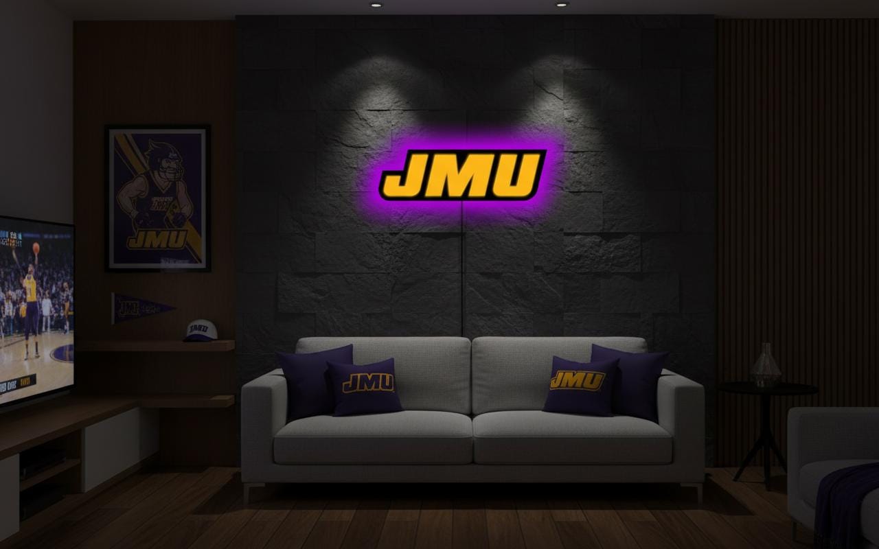JMU Wall Art - James Madison Dukes Logo Sign - University Dorm Room Decor