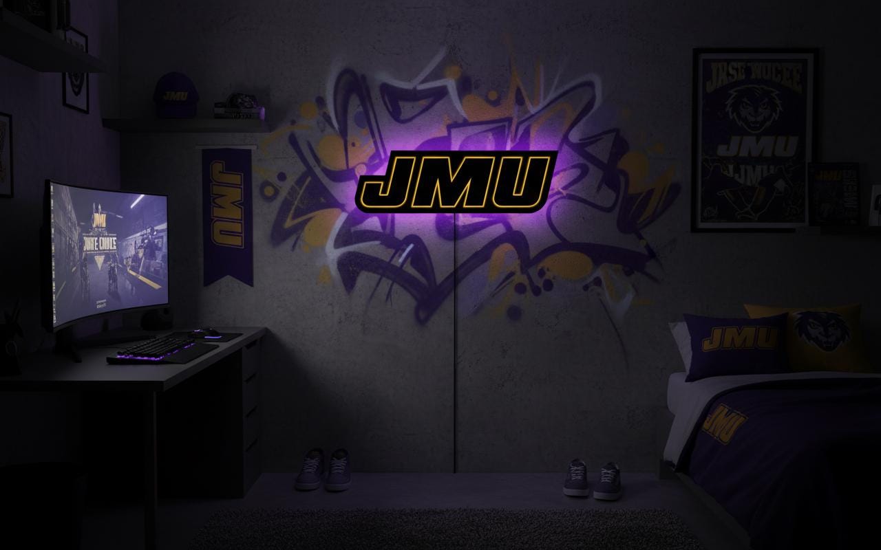 JMU Wall Art - James Madison Dukes Logo Sign - University Dorm Room Decor