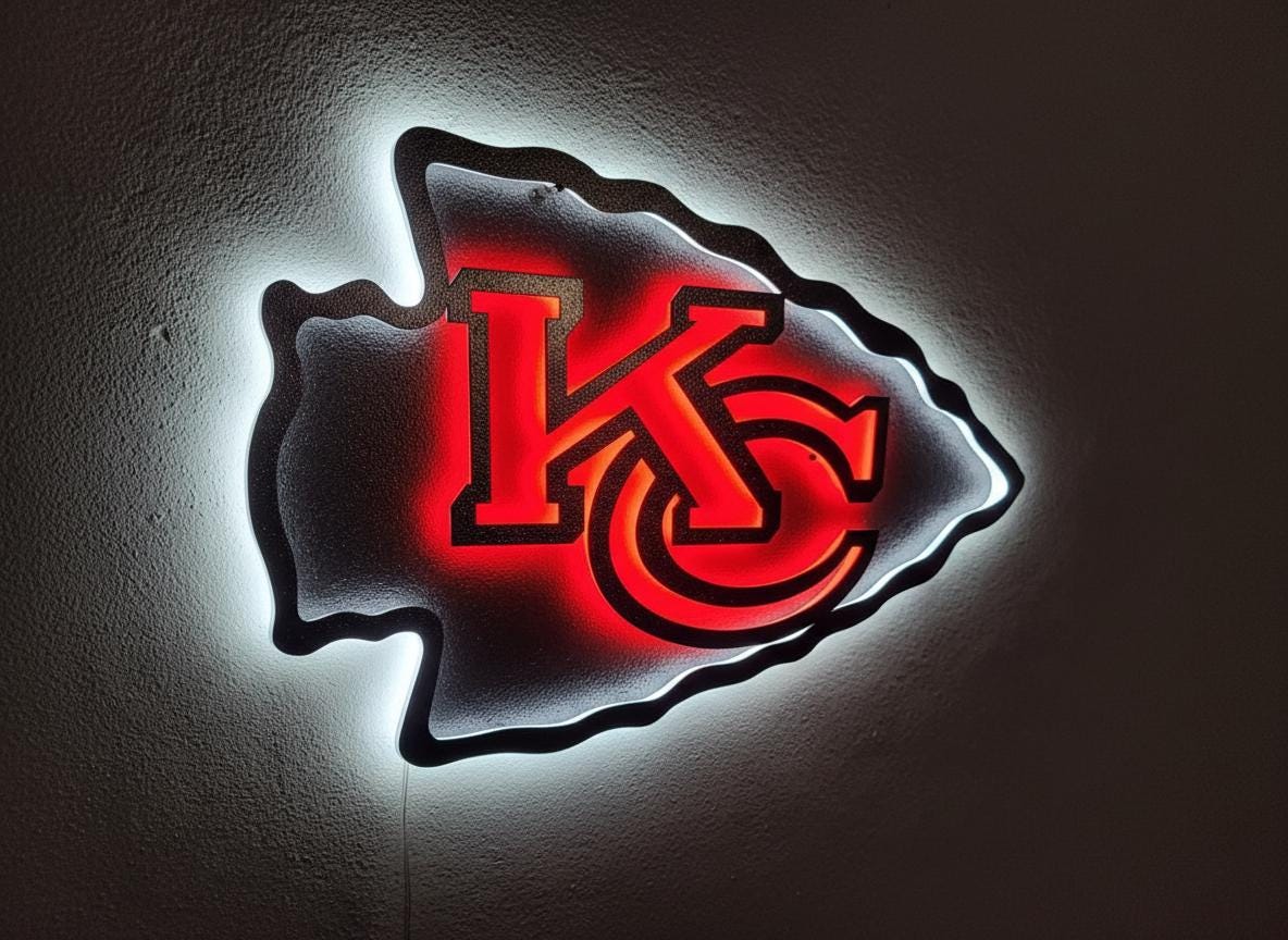 Kansas City Chiefs Steel Wall Art – Game Room Decor Sign
