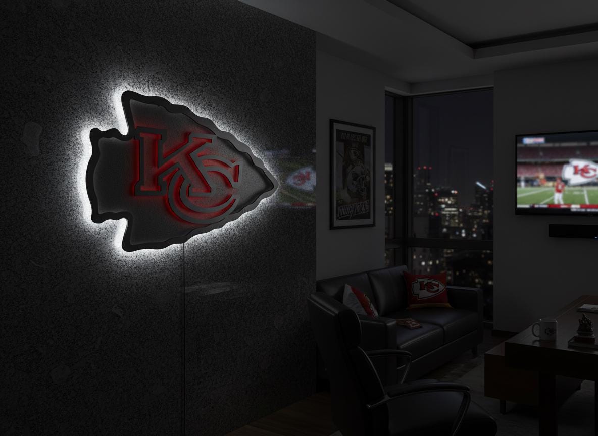 Kansas City Chiefs Steel Wall Art – Game Room Decor Sign